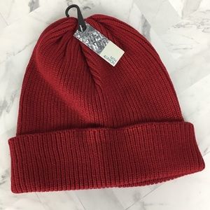 🛍 14th & Union Basic Knit Rib Cuff Beanie Red NWT